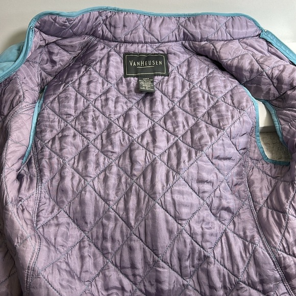 Women’s Van Heusen quilted front zip turquoise vest sleeveless microfiber Size M - Picture 5 of 7